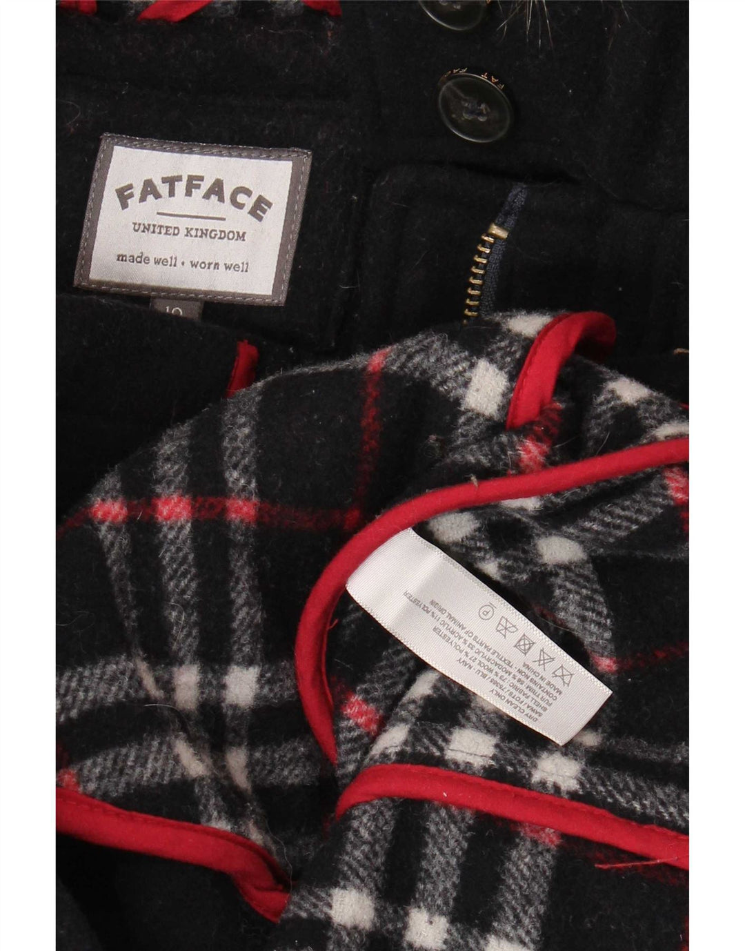 Damska kurtka z kapturem Fat Face UK 10, mała, granatowa, wełniana