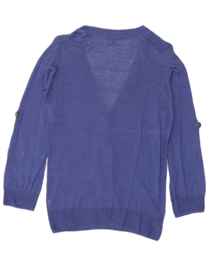 Damski sweter rozpinany Massimo Dutti UK 12 Średni niebieski lniany
