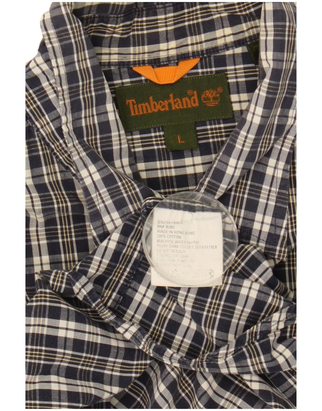 Męska koszula z krótkim rękawem Timberland, duża, granatowa, bawełniana w kratę