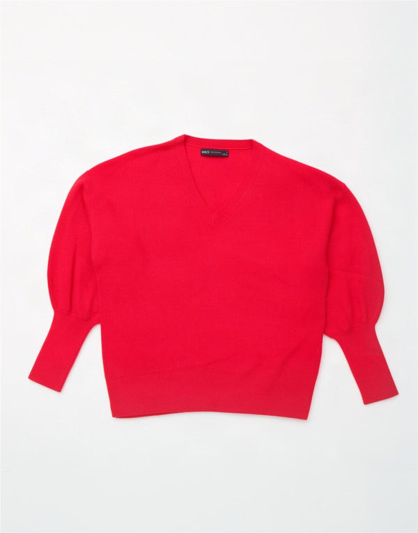 Marks & Spencer Damski sweter oversize z dekoltem w kształcie litery V, UK 10, mały, różowy