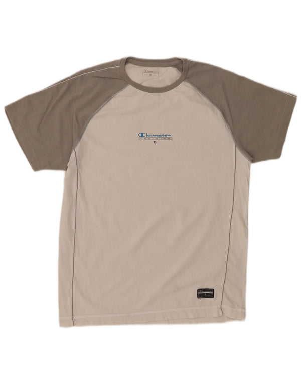 Koszulka damska CHAMPION Top UK 14, duża, biała, z blokami kolorów