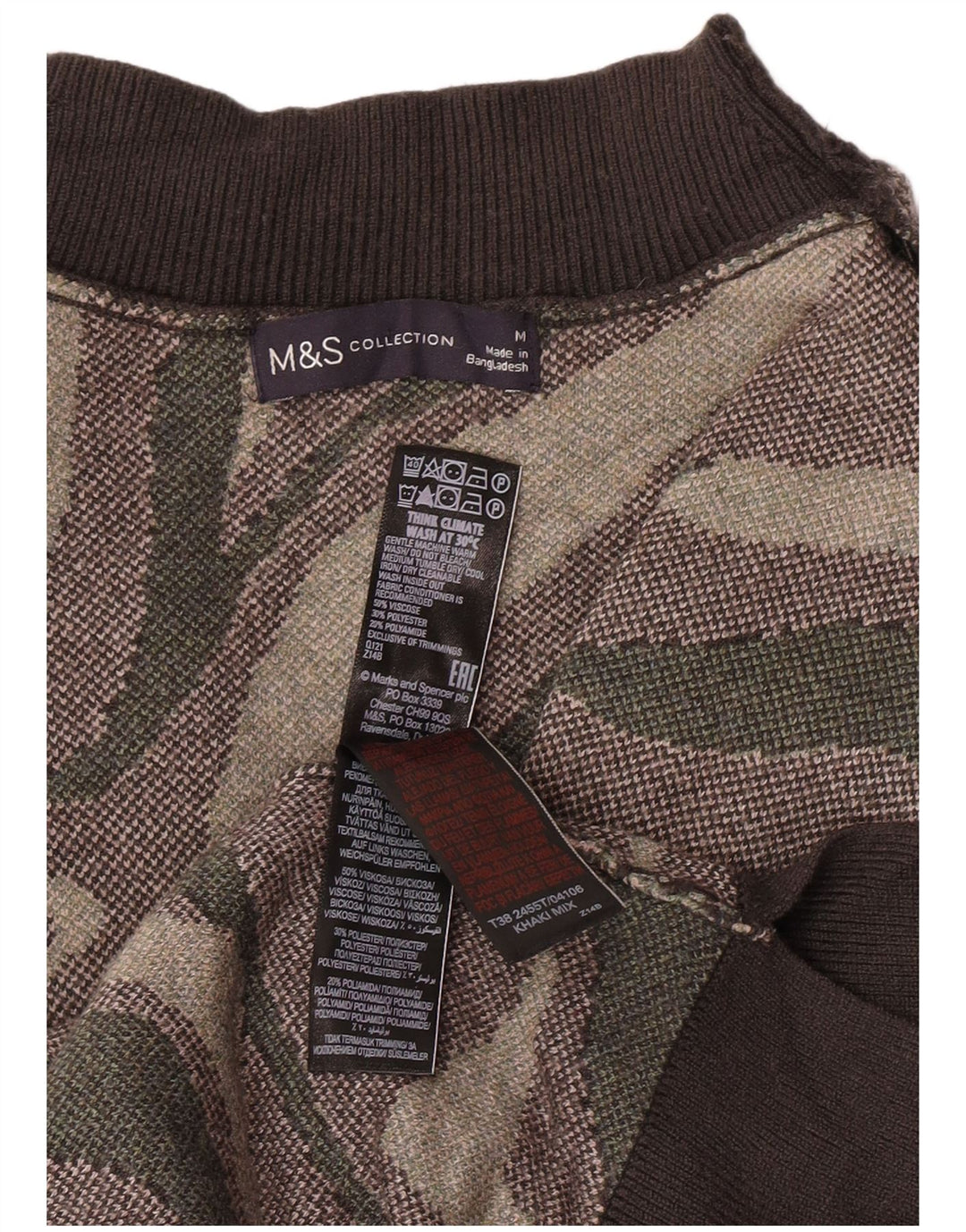 Marks & Spencer Damski sweter z golfem, UK 14, średni khaki