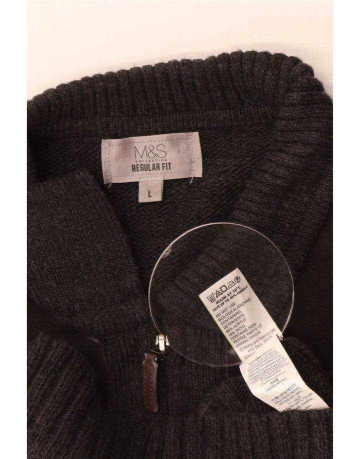 Marks & Spencer Męski sweter o regularnym kroju, duży, szary, akrylowy