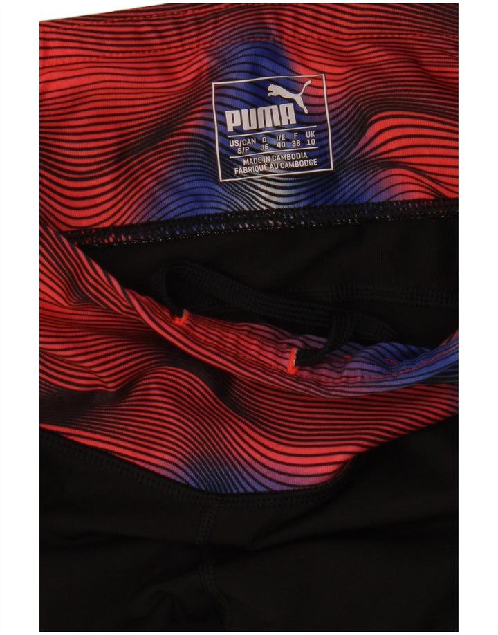 Damskie legginsy Puma z abstrakcyjnym wzorem UK 10, małe, czarne, z blokami kolorów