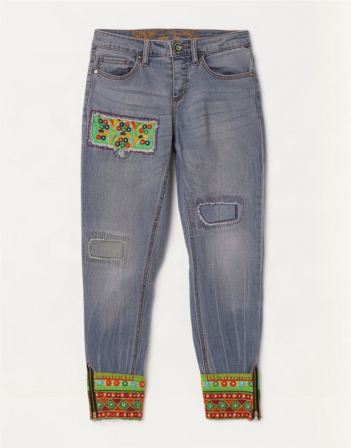 Damskie spodnie joggery Desigual Tapered Jeans W24 L27 Niebieski Patchwork
