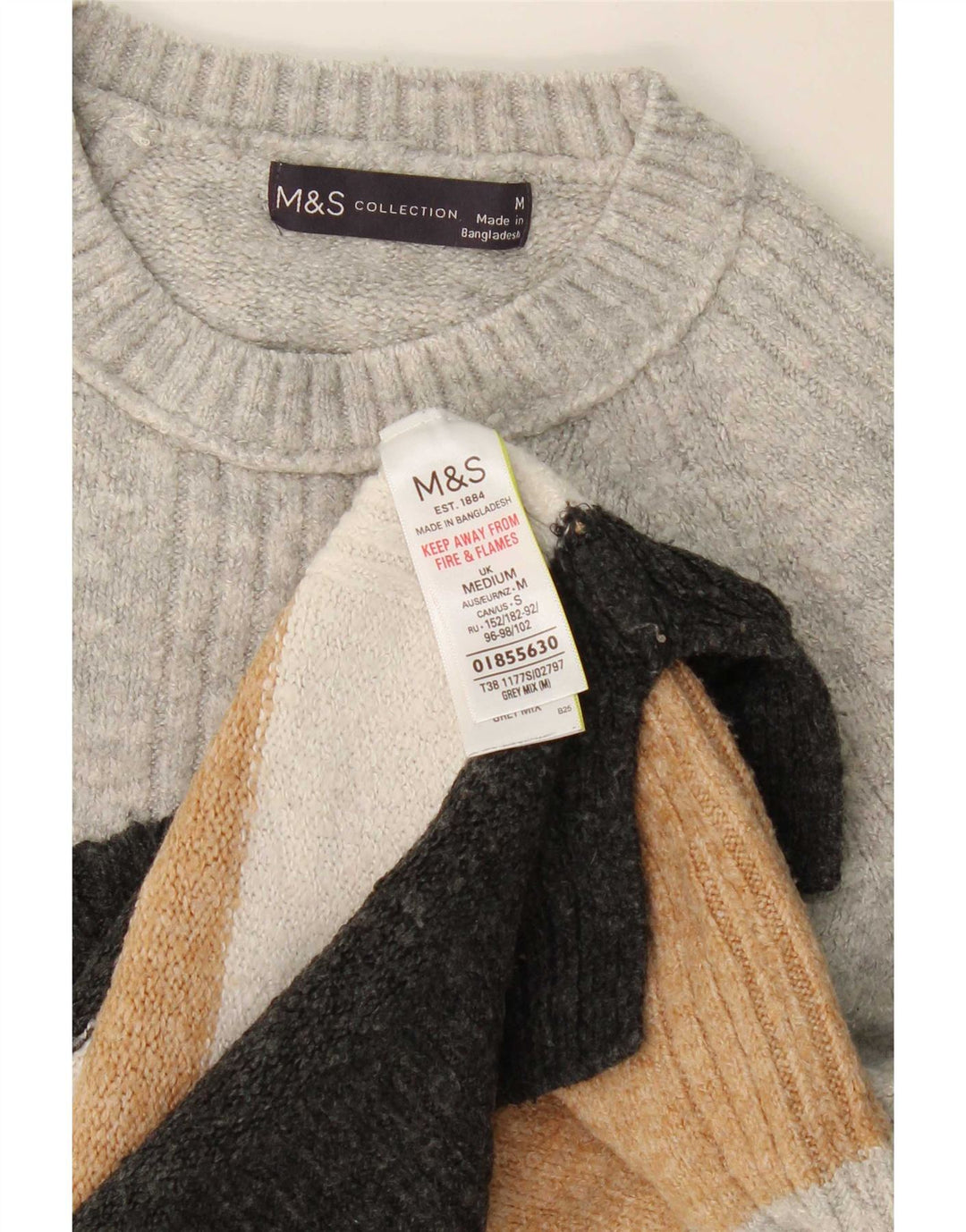 Sweter damski Marks & Spencer z okrągłym dekoltem, UK 14, średni szary