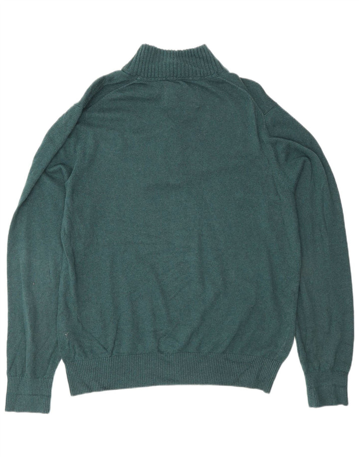 Męski sweter zapinany na zamek Eddie Bauer, średniozielony, bawełniany