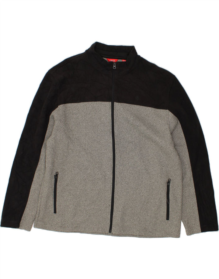 IZOD Mens Fleece Jacket UK 44 2XL Grey Colourblock Polyamide Vintage Izod and Second-Hand Izod from Messina Hembry 