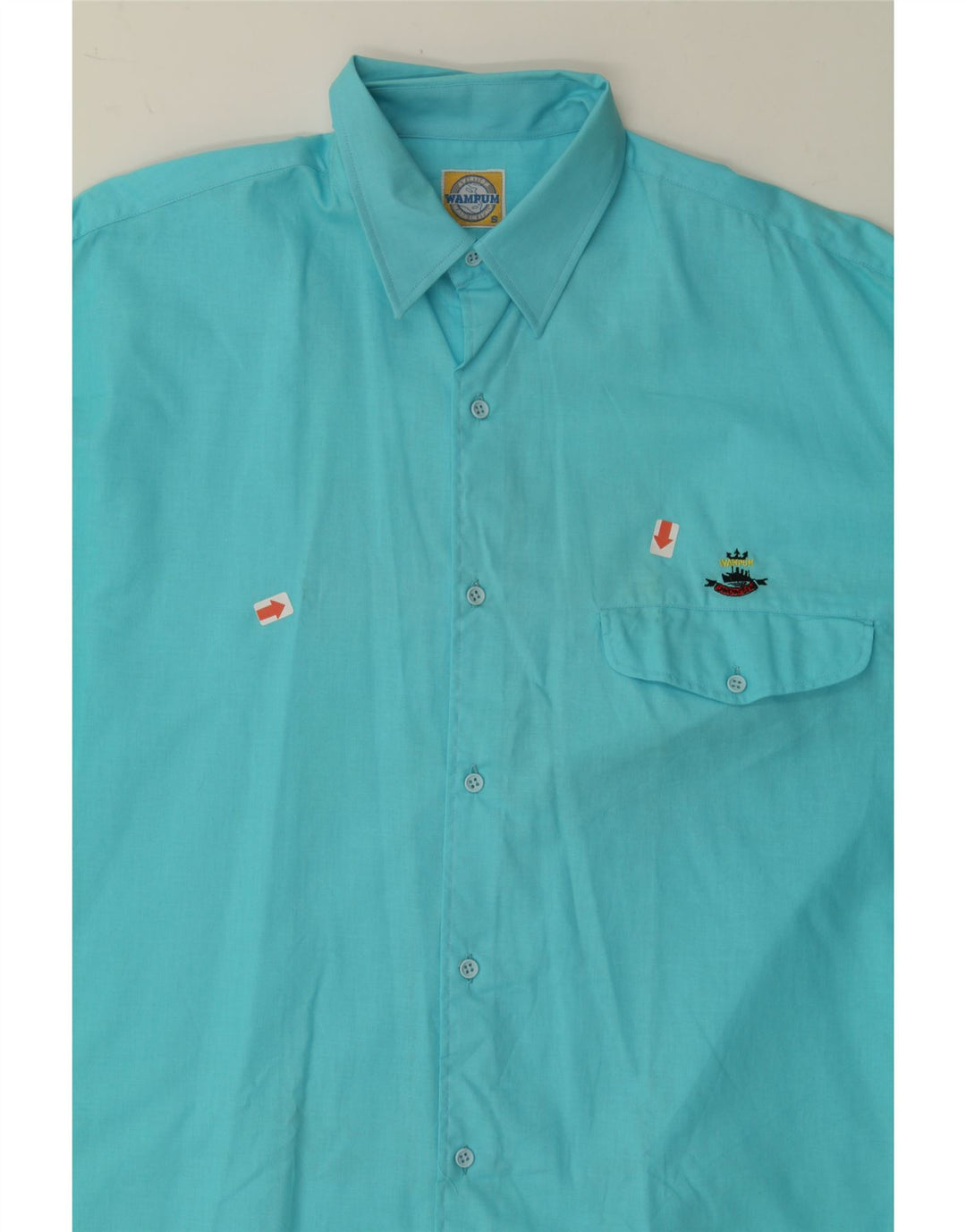 WAMPUM Mens Loose Fit Shirt Small Blue Cotton Vintage Wampum and Second-Hand Wampum from Messina Hembry 