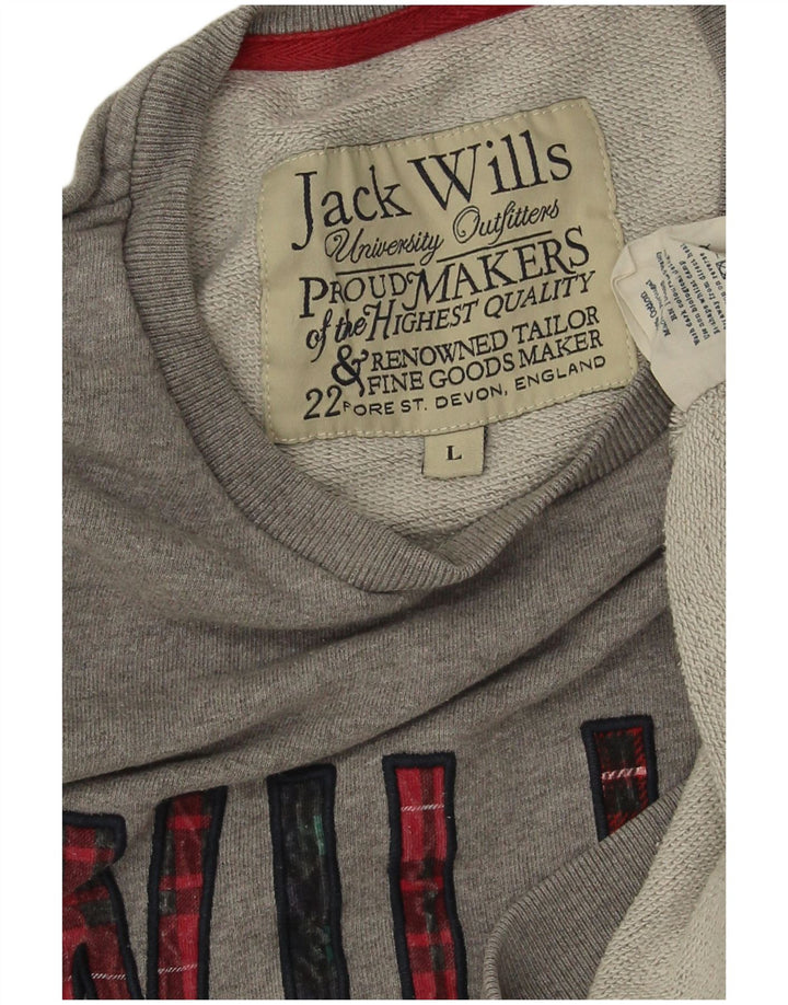 Męska bluza z grafiką JACK WILLS, duża, szara, bawełniana