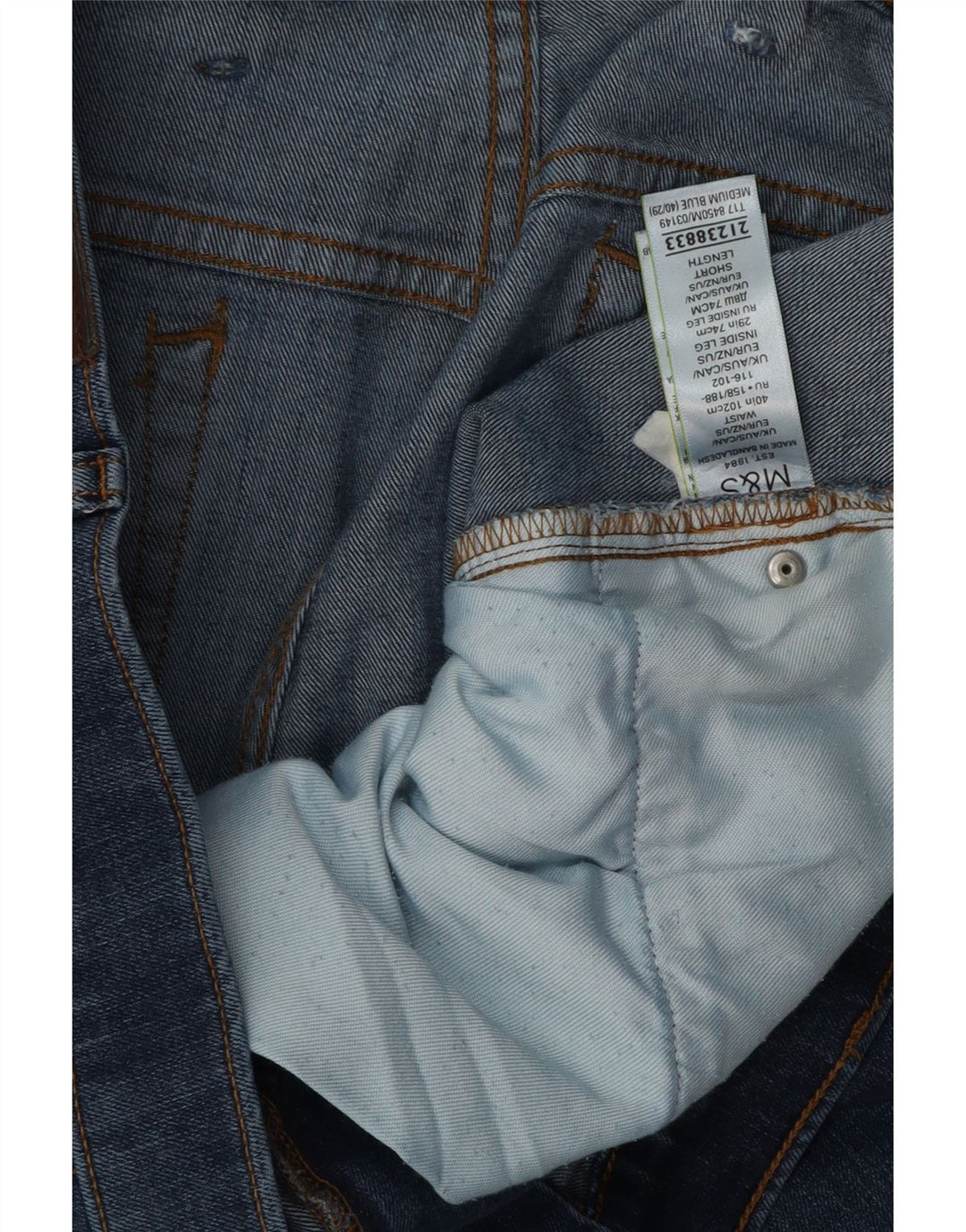 Marks & Spencer Męskie proste dżinsy W40 L29 Niebieskie bawełniane