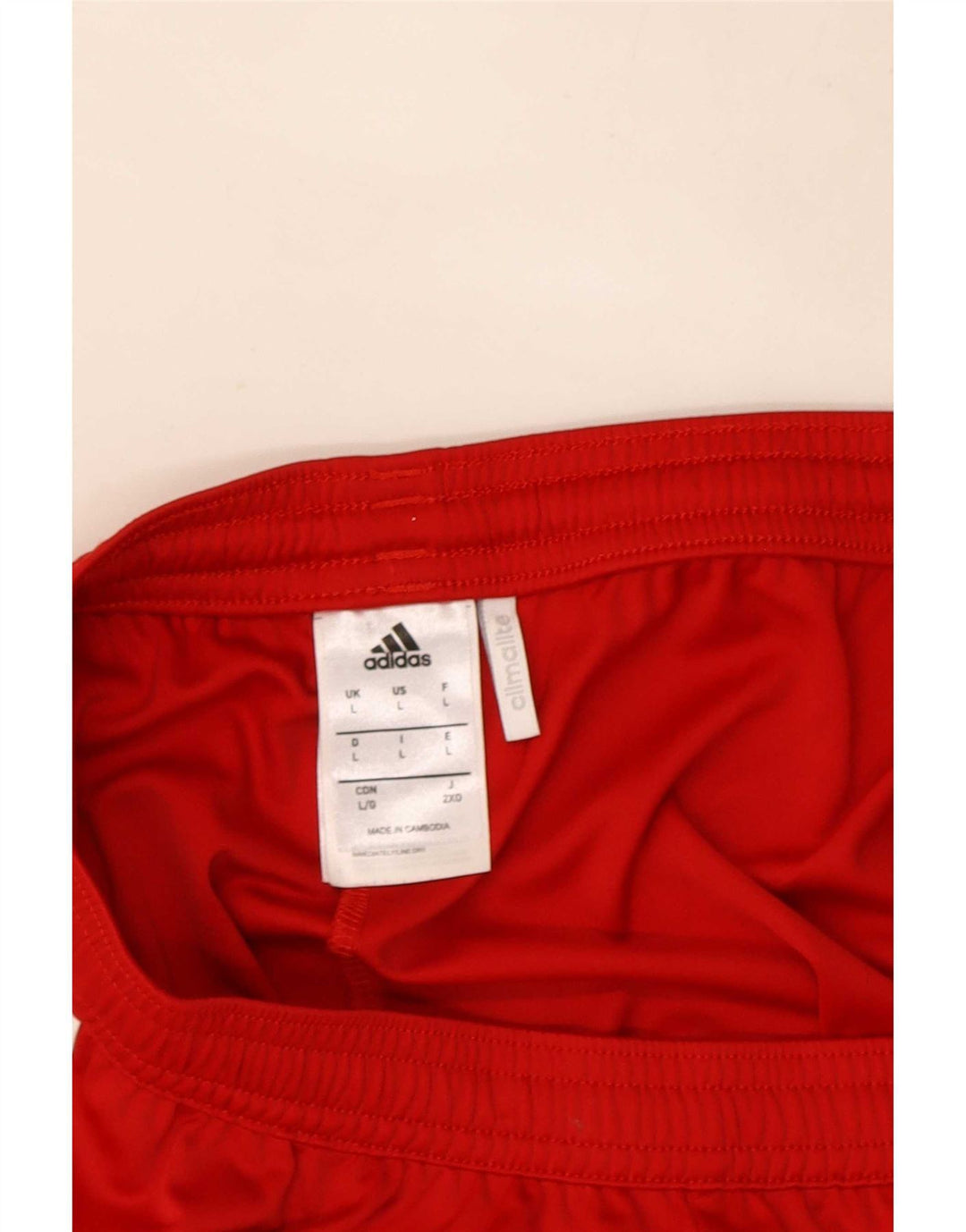 Męskie spodenki sportowe Adidas Climalite, duże, czerwone, z blokami kolorów, poliestrowe