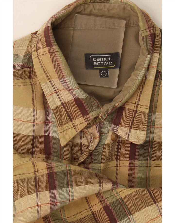 Koszula flanelowa męska Camel Active w dużą beżową kratkę