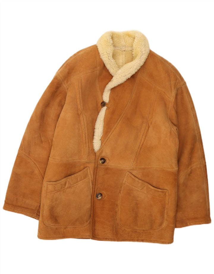 Vintage męska kurtka Shearling UK 36 Small Beżowa skóra owcza