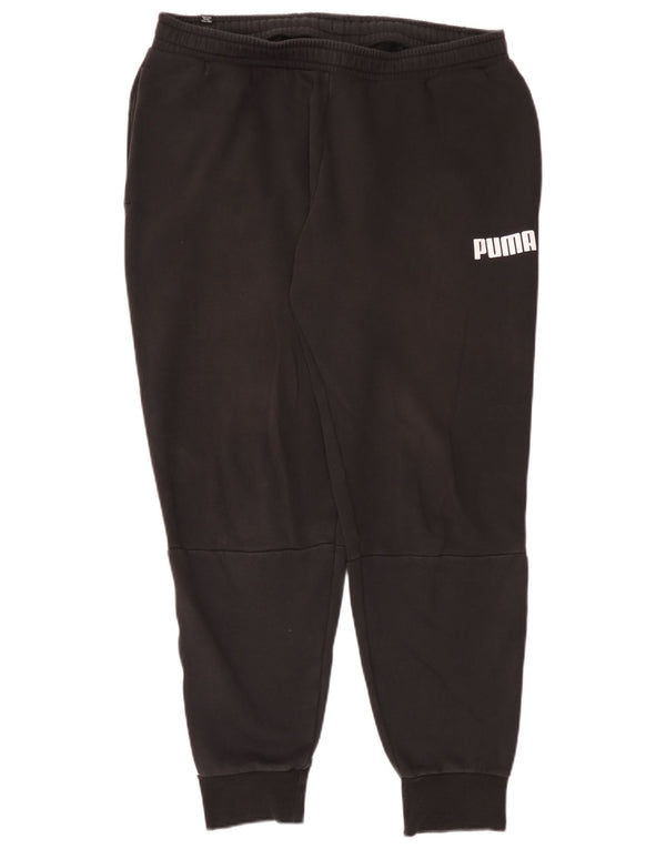 Męskie spodnie dresowe Puma z grafiką, joggery XL, czarne, bawełniane z blokami kolorów