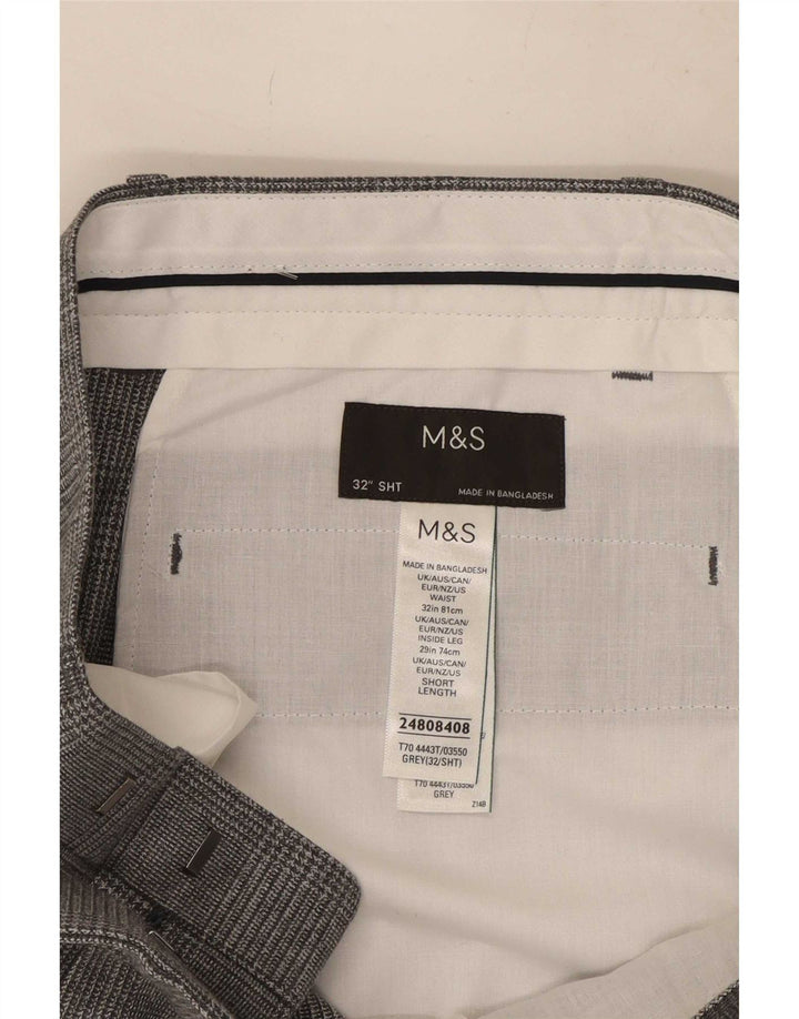 Męskie spodnie garniturowe Marks & Spencer W32 L29 Szare w pepitkę