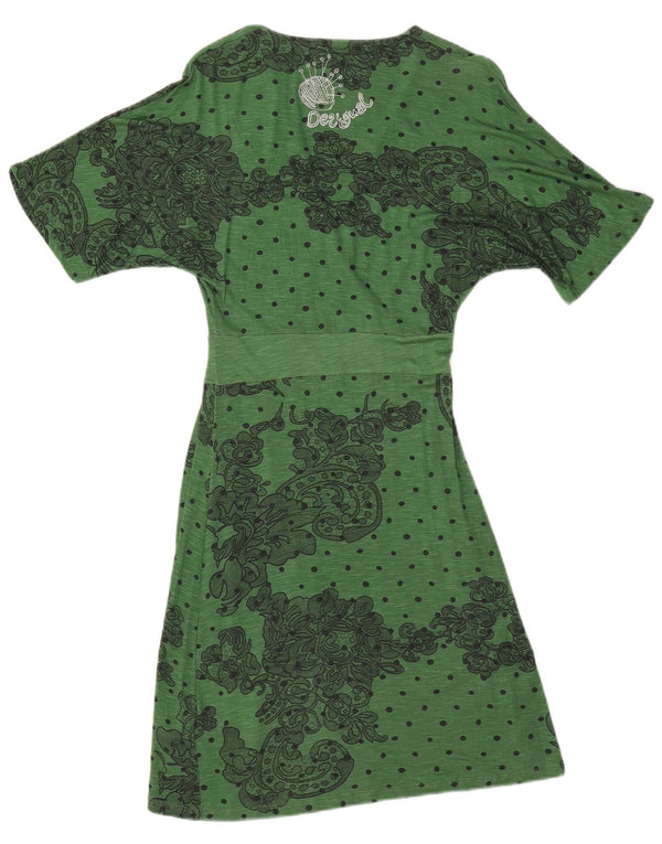 Desigual Womens Graphic A-Line Dress UK 8 Small Green Floral Viscose