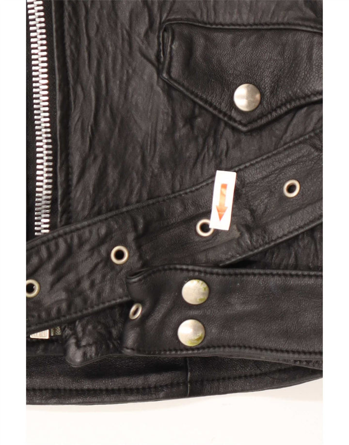 Męska skórzana kurtka motocyklowa Vintage UK 38 Medium Black