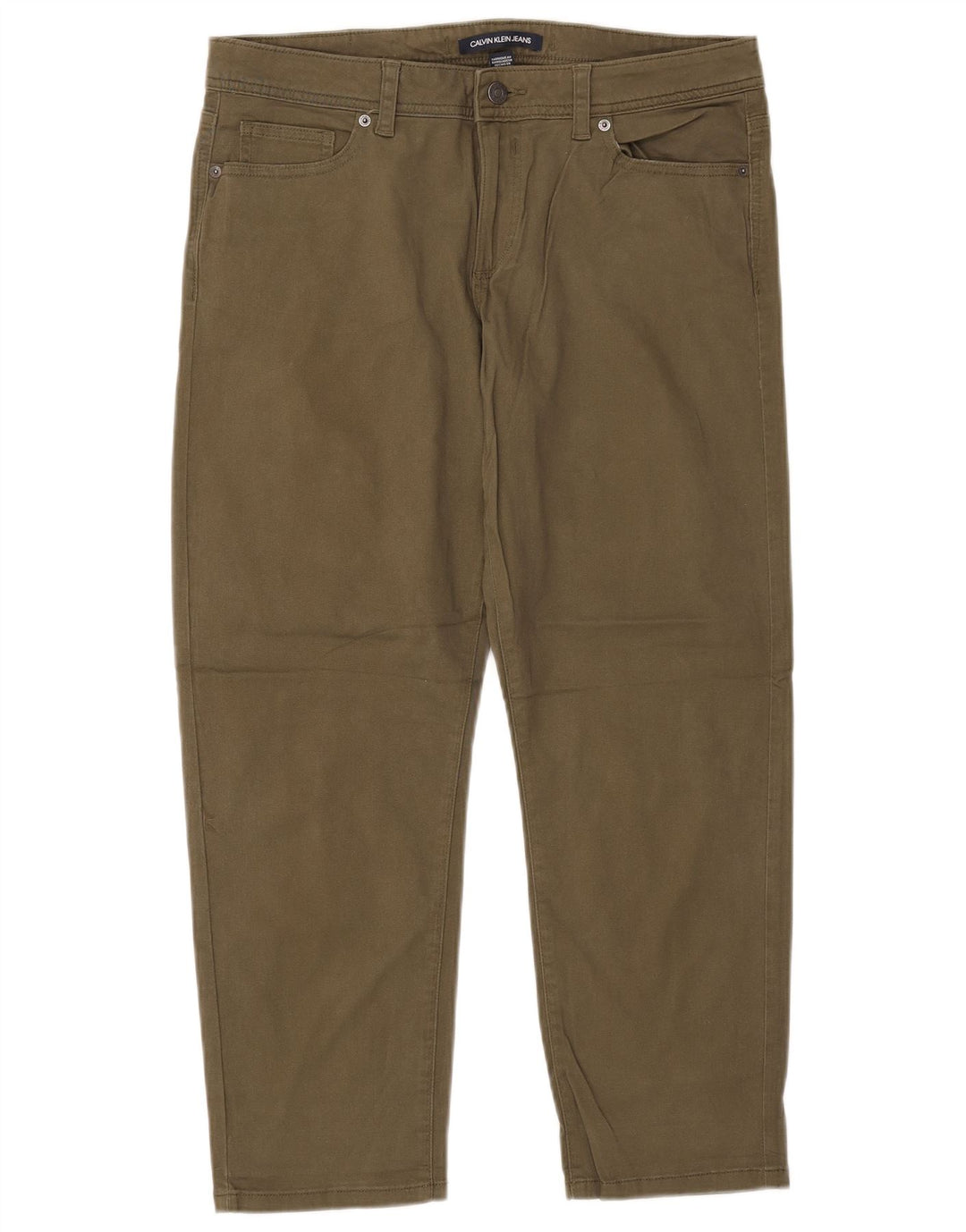 CALVIN KLEIN Damskie zwężane spodnie o kroju US 12 Large W34 L26 Khaki