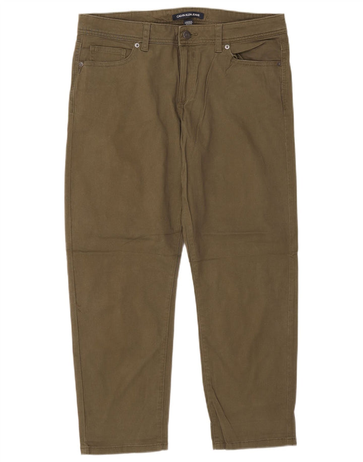 CALVIN KLEIN Damskie zwężane spodnie o kroju US 12 Large W34 L26 Khaki