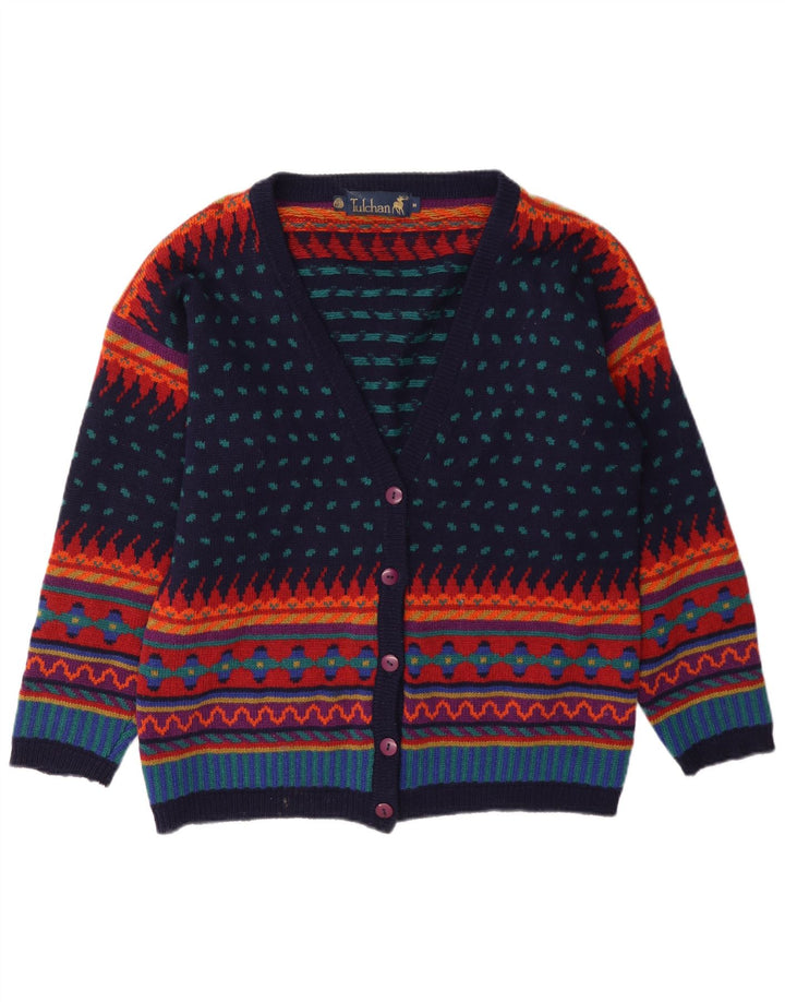 Damski sweter rozpinany Tulchan UK 14 Średni wielobarwny geometryczny wełniany