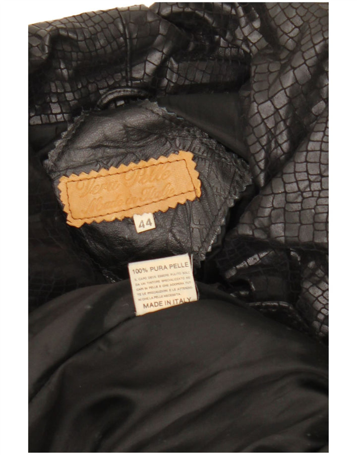 Damski płaszcz skórzany VINTAGE IT 44 Średniej czarnej skóry