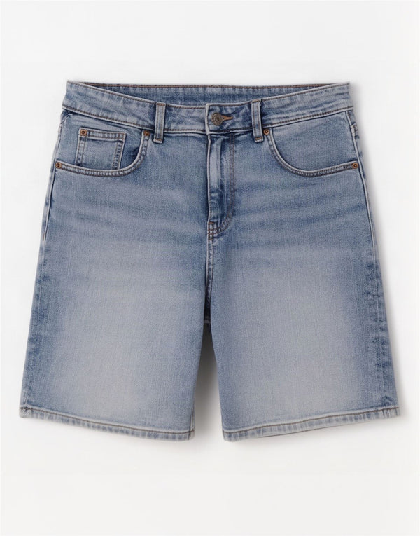 Marks & Spencer Womens Boyfriend Denim Shorts UK 10 Small W30 Blue Cotton