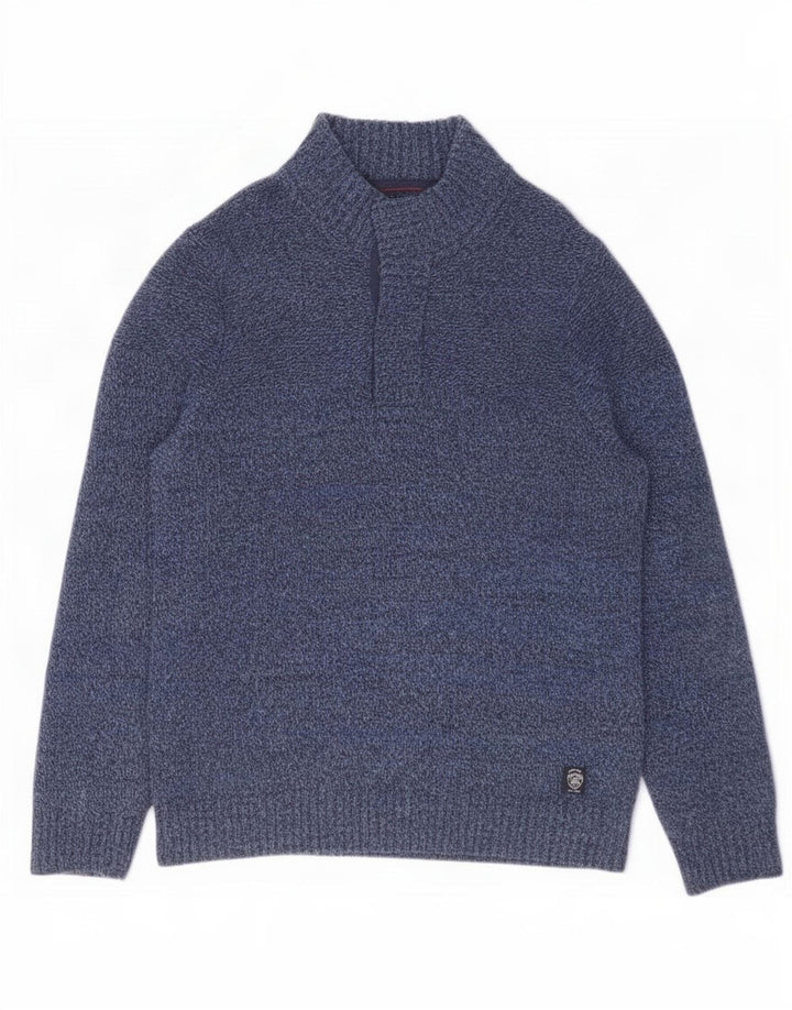 Męski sweter zapinany na guziki Fat Face, duży, wełniany w granatowe paski
