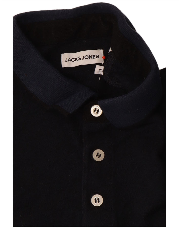 Męska koszulka polo Jack & Jones, duża, granatowa, z blokami kolorów