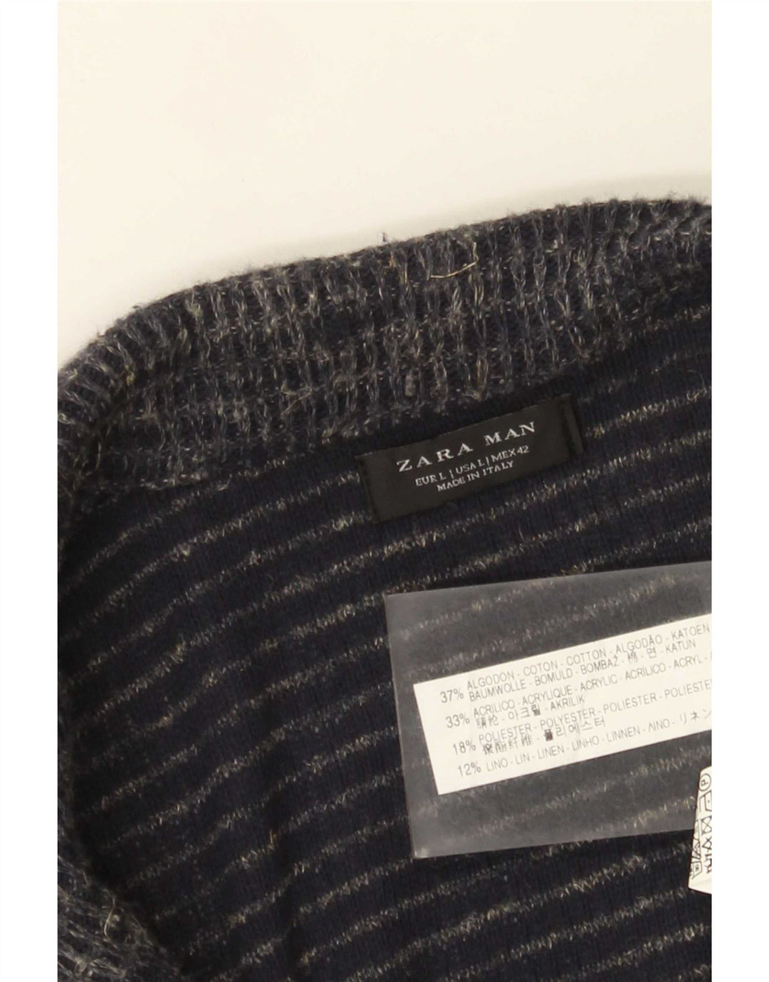 Zara Męski sweter rozpinany, duży, granatowy, bawełniany w cętki