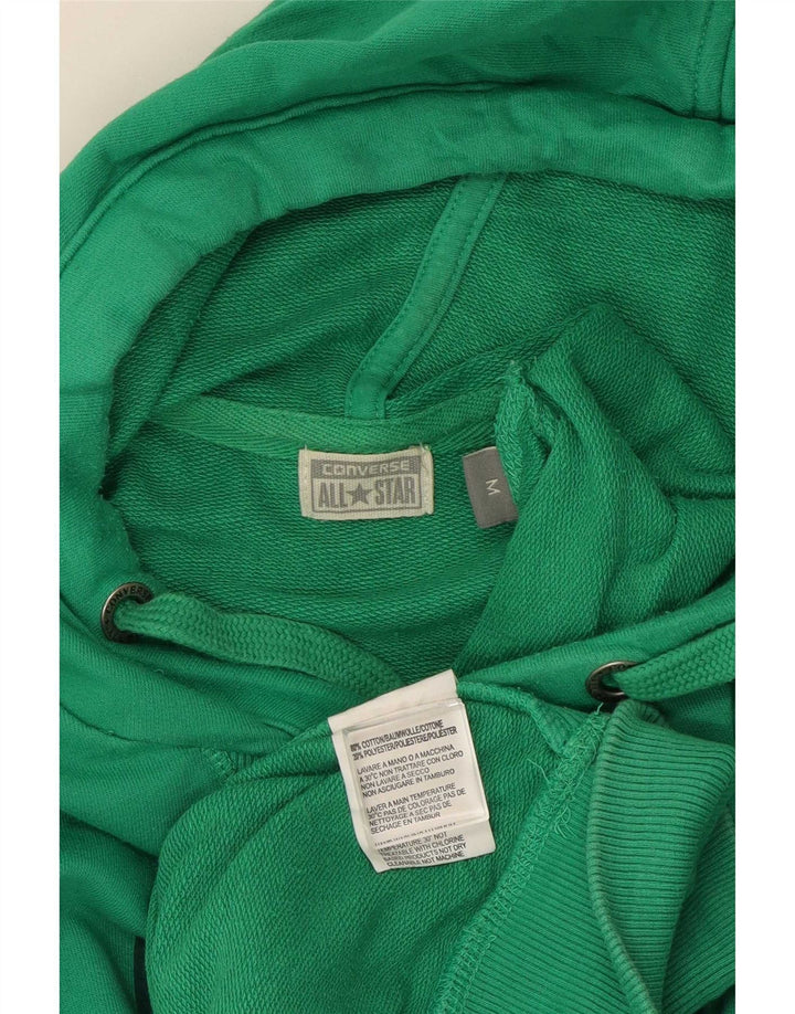 Męski sweter z kapturem Converse z grafiką, średnio zielony, bawełniany