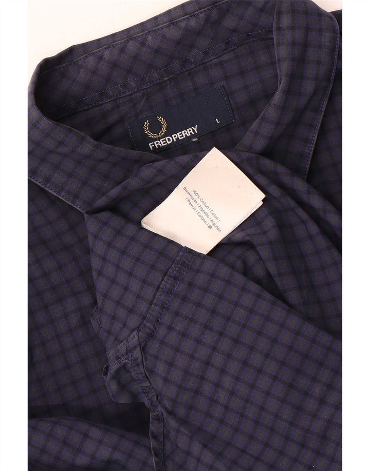 Koszula męska FRED PERRY, duża, bawełniana w kratkę, granatowa