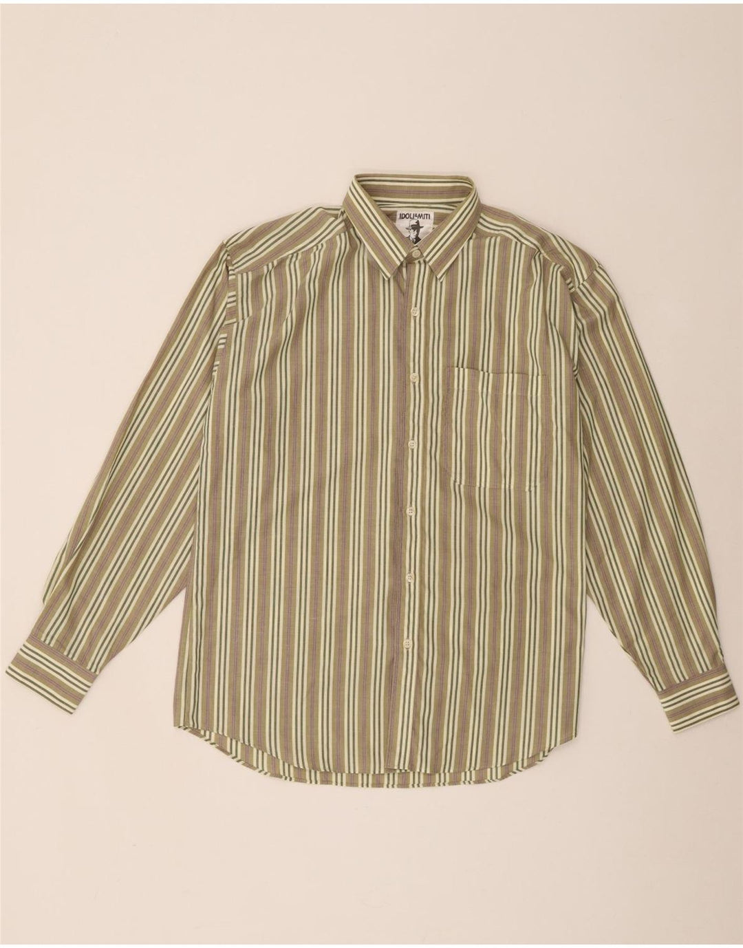 Koszula męska w stylu vintage, średnie khaki w paski