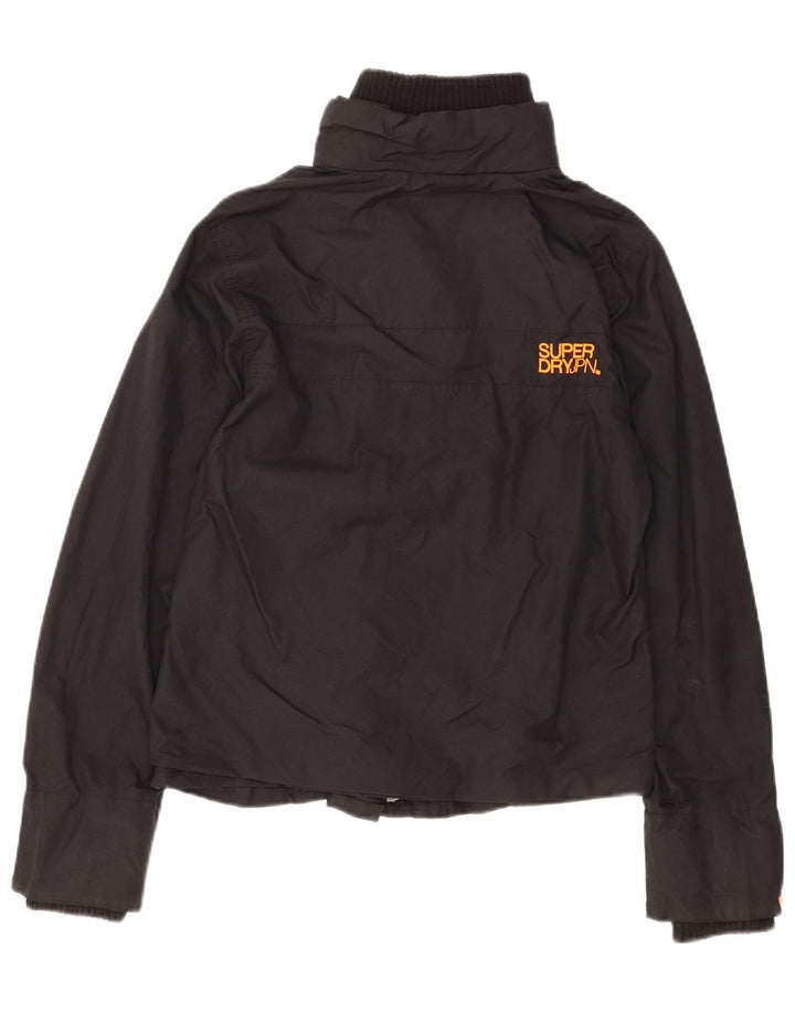 Damska kurtka przeciwdeszczowa Superdry Graphic UK 16, duża, czarna nylonowa