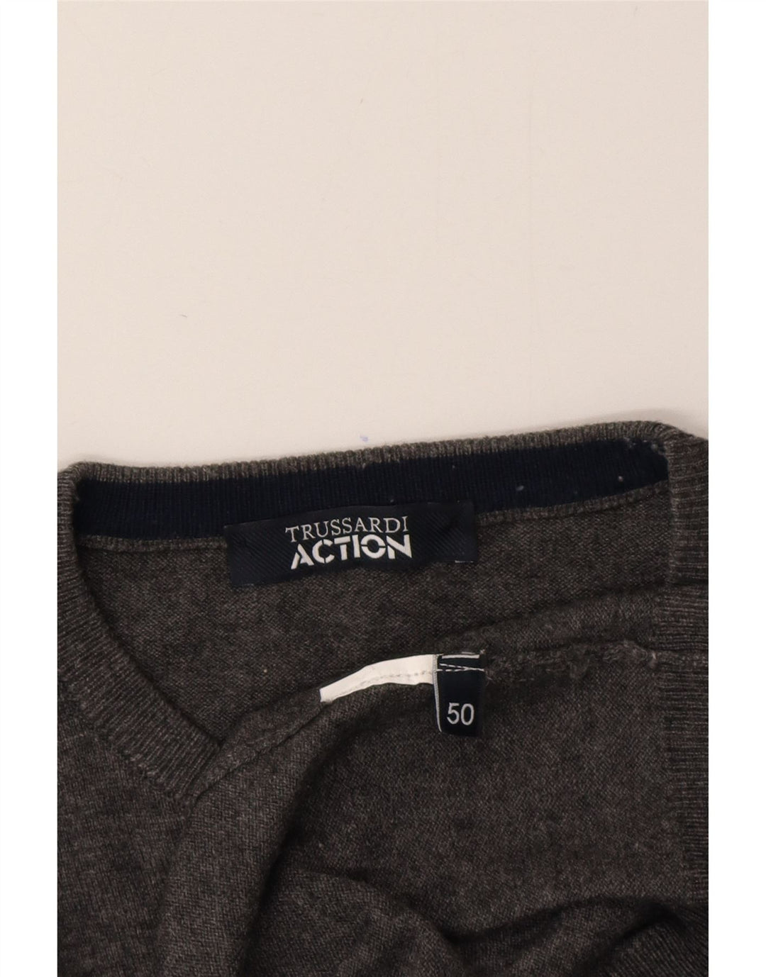 Męski sweter z okrągłym dekoltem Trussardi IT 50, średni szary