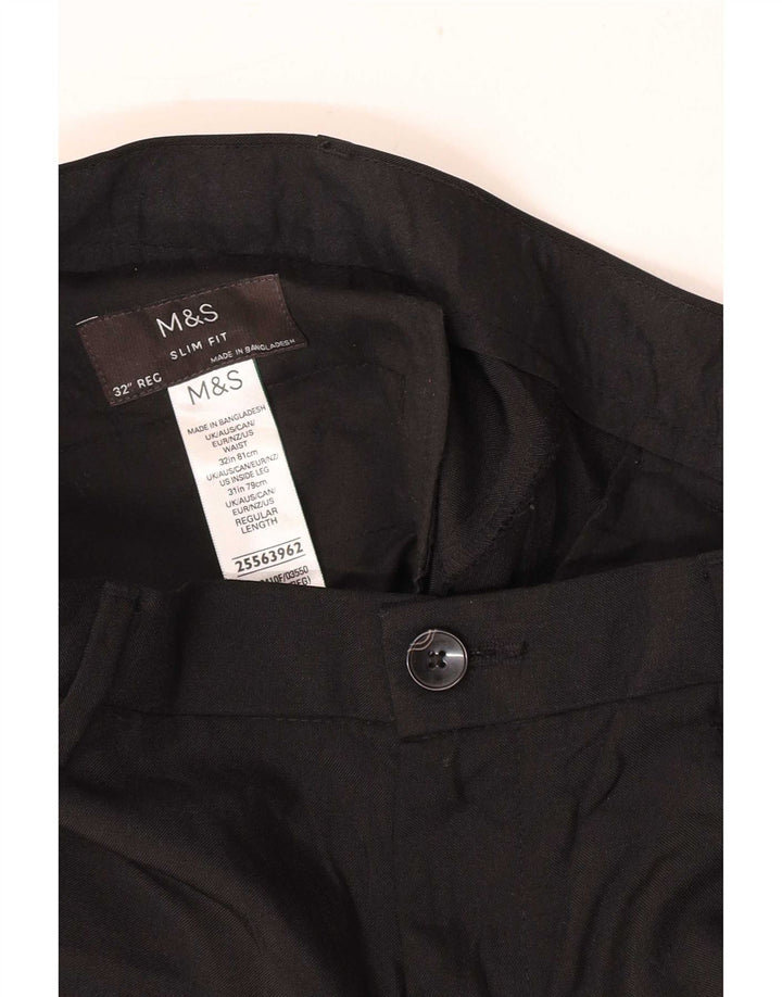 Męskie spodnie casual Marks & Spencer Slim Fit W32 L31 Czarny poliester