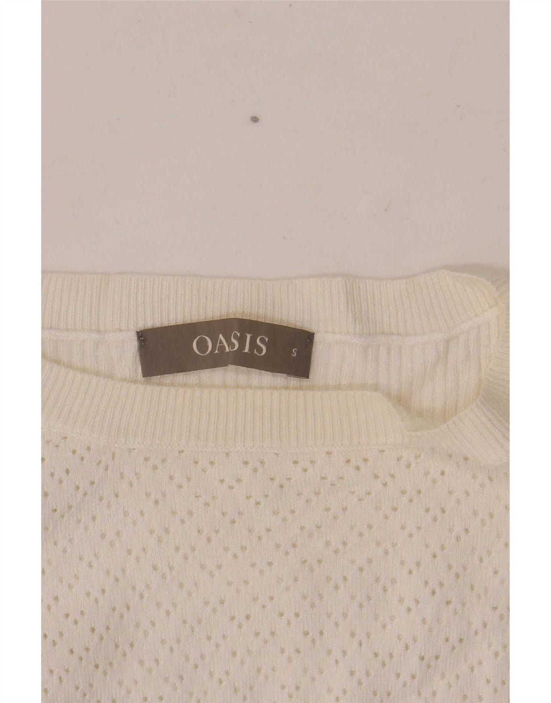 Damski sweter oversize Oasis z dekoltem w łódkę UK 10 Small, biała wiskoza