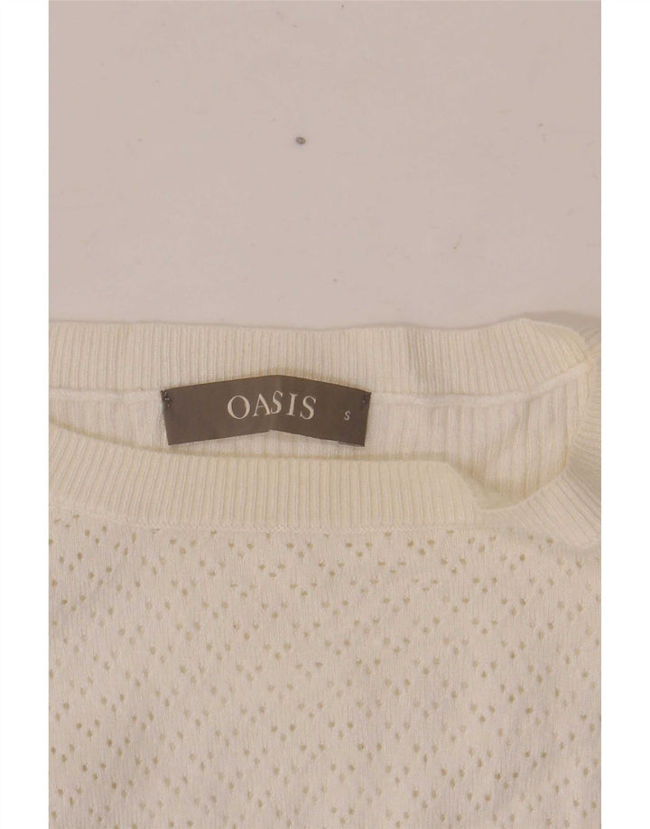 Damski sweter oversize Oasis z dekoltem w łódkę UK 10 Small, biała wiskoza