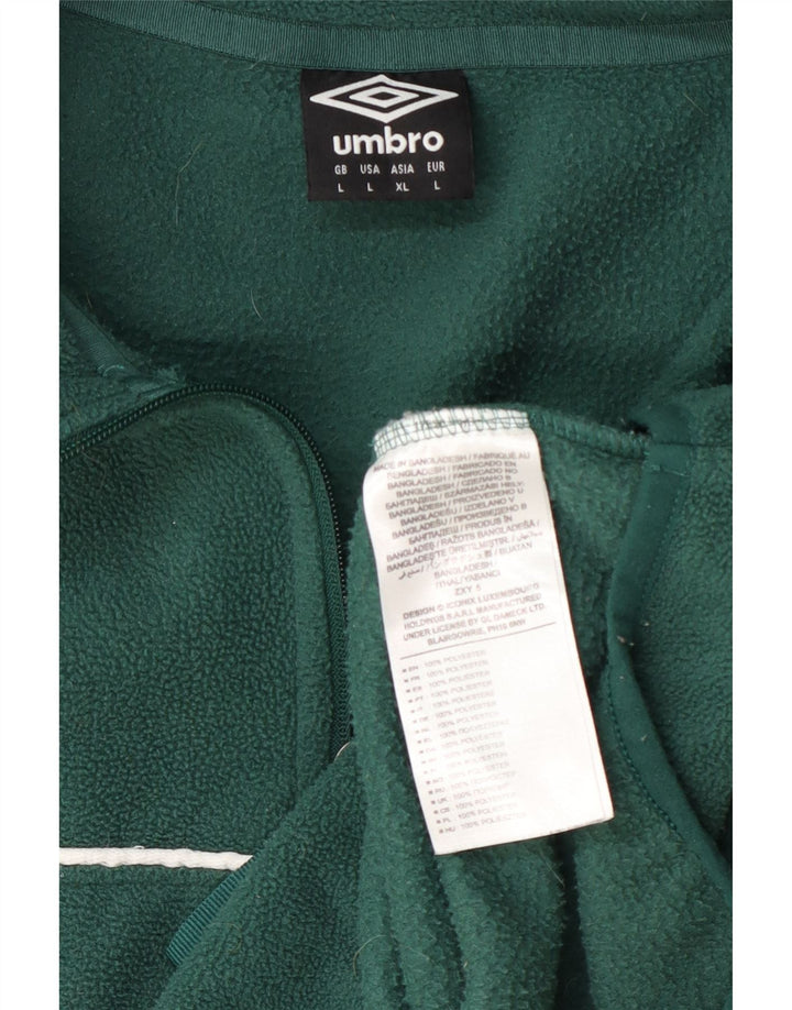 Męski sweter polarowy Umbro z graficznym zamkiem błyskawicznym, duży, zielony poliester