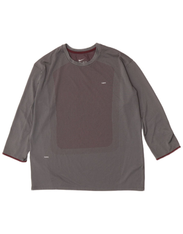 Męska koszulka Nike z rękawem 3/4, 2XL, szarym blokiem kolorów