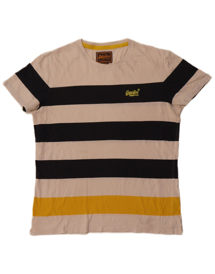 T-shirt męski Superdry, bawełniany top 2XL w kolorze złamanej bieli