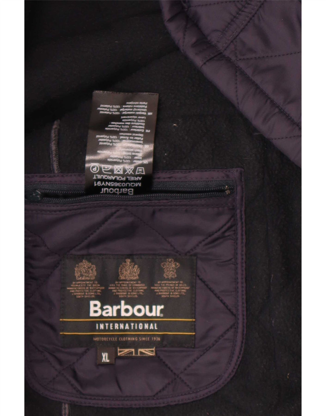 Męska pikowana kurtka Barbour UK 42 XL, granatowa, poliestrowa