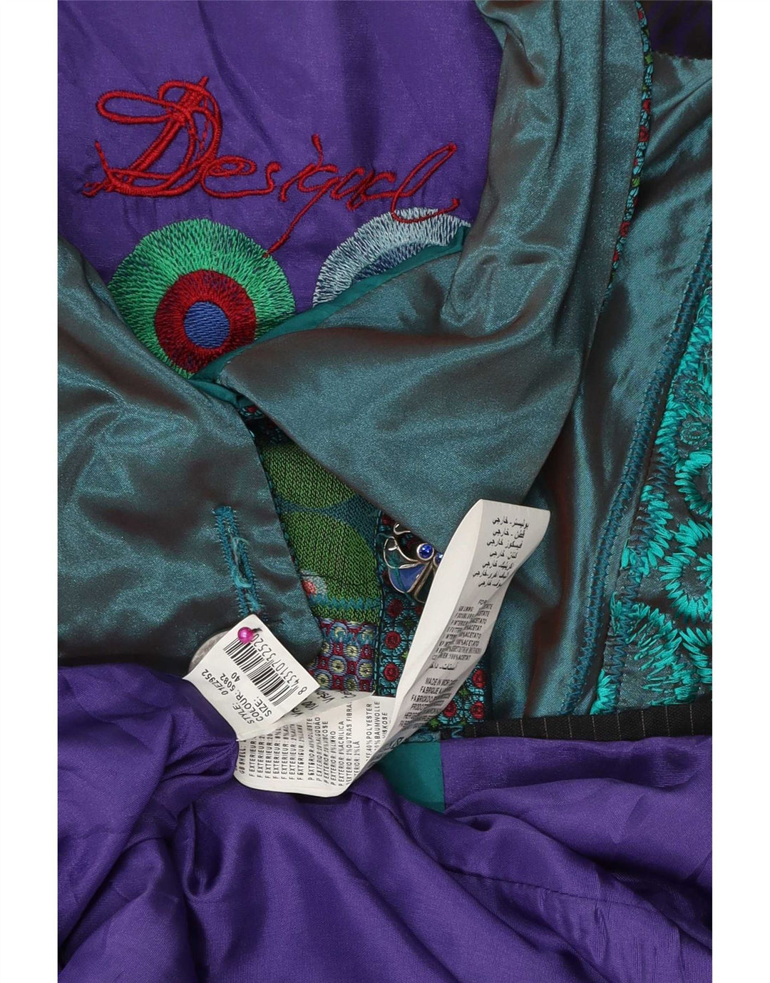 Desigual damski płaszcz graficzny EU 40 średni wielobarwny patchwork