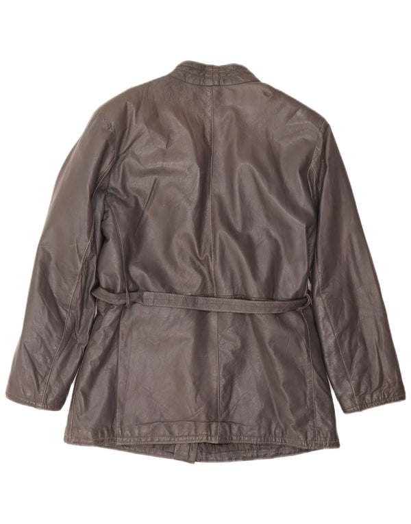 Vintage damska kurtka skórzana UK 16, duża, szara