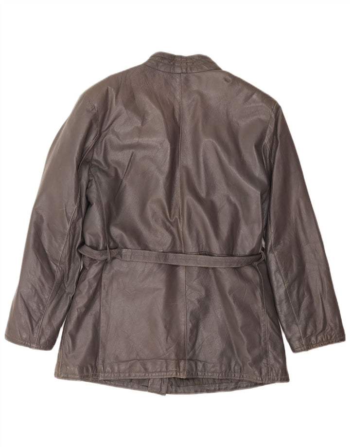 Vintage damska kurtka skórzana UK 16, duża, szara