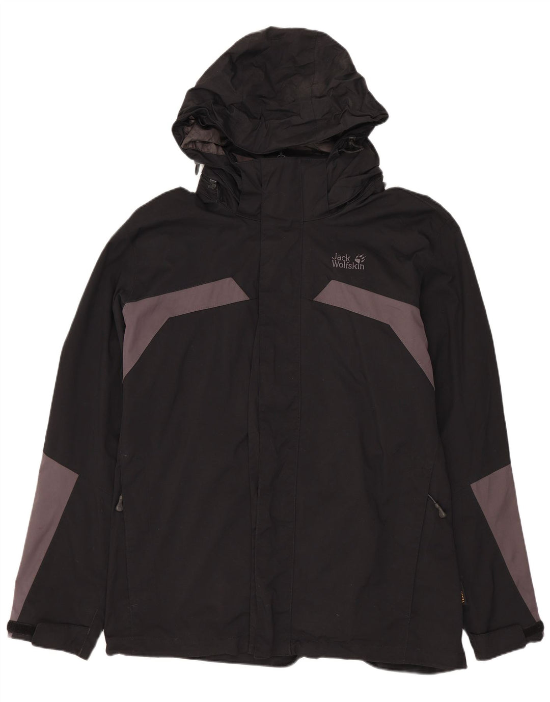 Męska kurtka przeciwdeszczowa z kapturem JACK WOLFSKIN UK 36/38 w kolorze średniej czerni