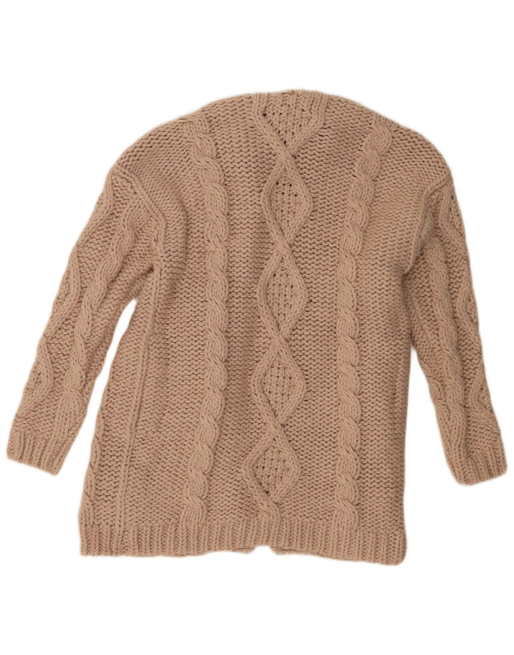 Damski sweter oversize z otwartym kardiganem Zara UK 10, mały, beżowy poliester