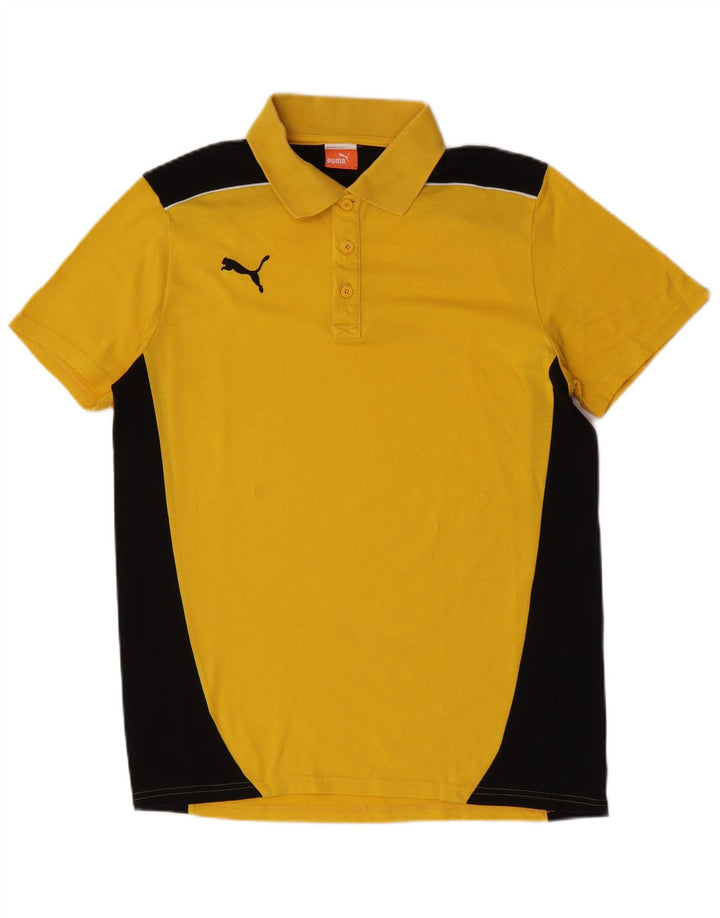 Męska koszulka polo Puma, duża, żółta, poliestrowa z blokami kolorów
