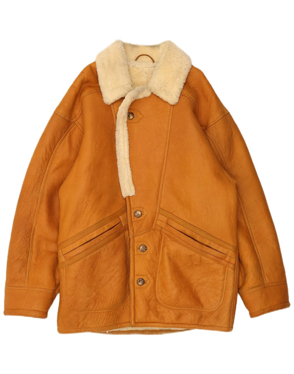 Vintage męska kurtka shearling IT 48 średni brąz