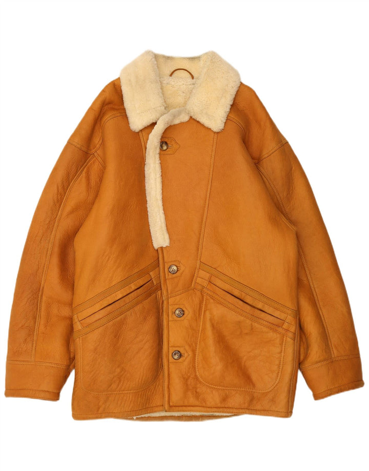 Vintage męska kurtka shearling IT 48 średni brąz